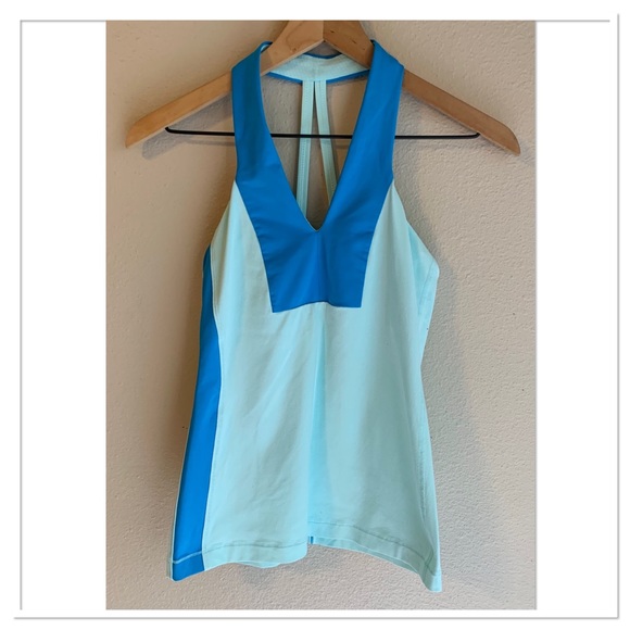 Lululemon Open Soul Athletic Halter Tank Top Built In Shelf Bra Blue Size 4 - Picture 1 of 7